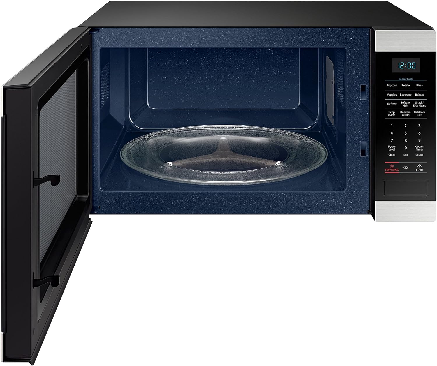 A front-opening microwave oven