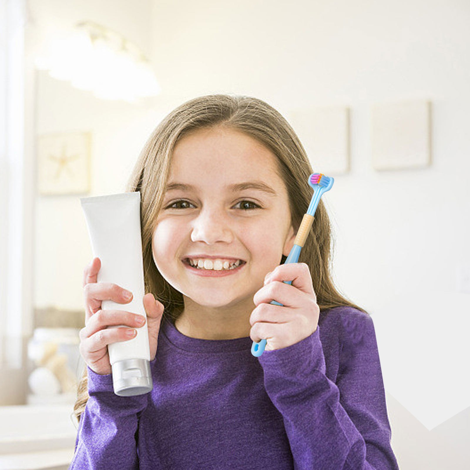 kids use electric toothbrush